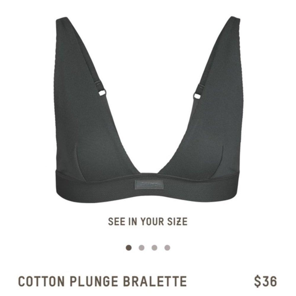 NWT SKIMS Cotton Plunge Bralette in Deep Sea